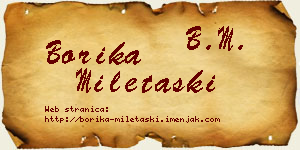 Borika Miletaški vizit kartica